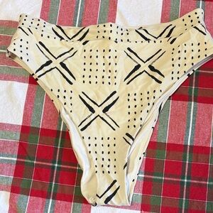 Aerie Cream and Black Swim Bottoms - High Waist - Cheeky - Size Large